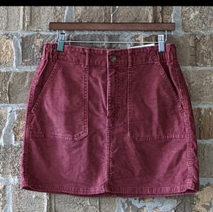NWT AEO Hi-Rise A-Line Skirt Red Corduroy 6 Reg